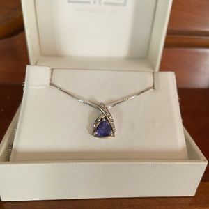White Gold Tanzanite and Diamond Necklace